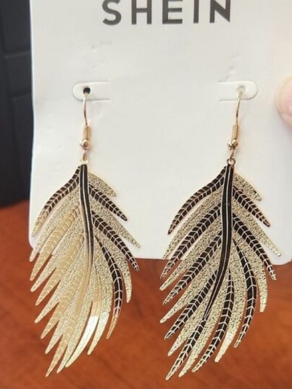 Shein Gold Leaf Earrings - Picture 6 of 8